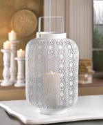 #15278 TALL WHITE LACE DESIGN CANDLE LAMP