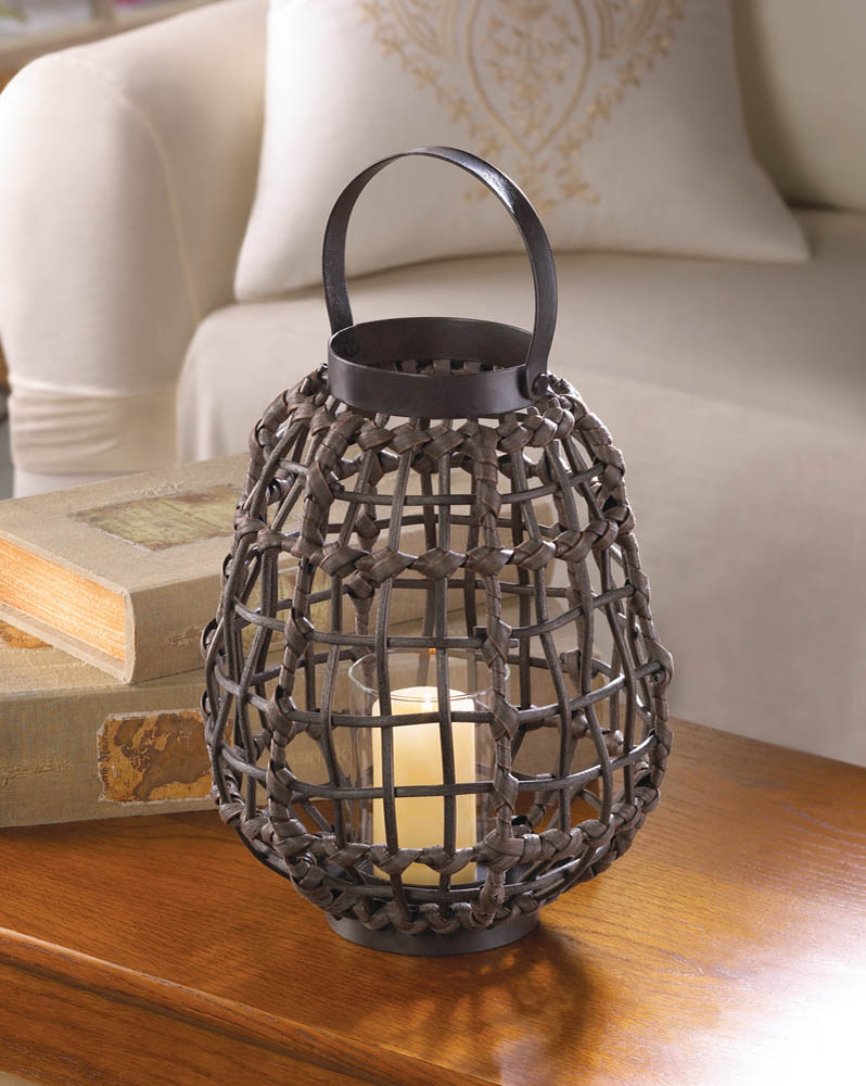 #10015537 KNOTTED RATTAN CANDLE LANTERN