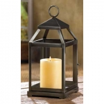 #14125 RUSTIC SILVER CONTEMPORARY CANDLE LANTERN