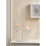 #15157 WHITE CRYSTAL DROP CANDLE STAND