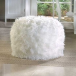 #15183 FUZZY WHITE OTTOMAN POUF