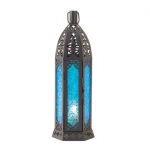 #15245 TALL FLORET BLUE CANDLE LANTERN