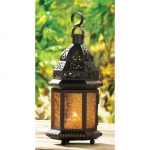 #37437 YELLOW GLASS MOROCCAN-STYLE LANTERN