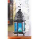 #37438 BLUE GLASS MOROCCAN-STYLE LANTERN