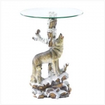 #37918 WOLF TABLE WITH GLASS TABLETOP