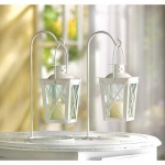 #39572 WHITE RAILROAD CANDLE LANTERNS