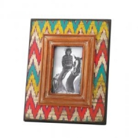 #10015676 IKAT CHEVRON WOOD PHOTO FRAME