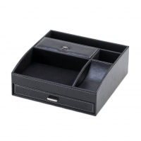 BLACK FAUX LEATHER ORGANIZER