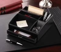 BLACK FAUX LEATHER ORGANIZER